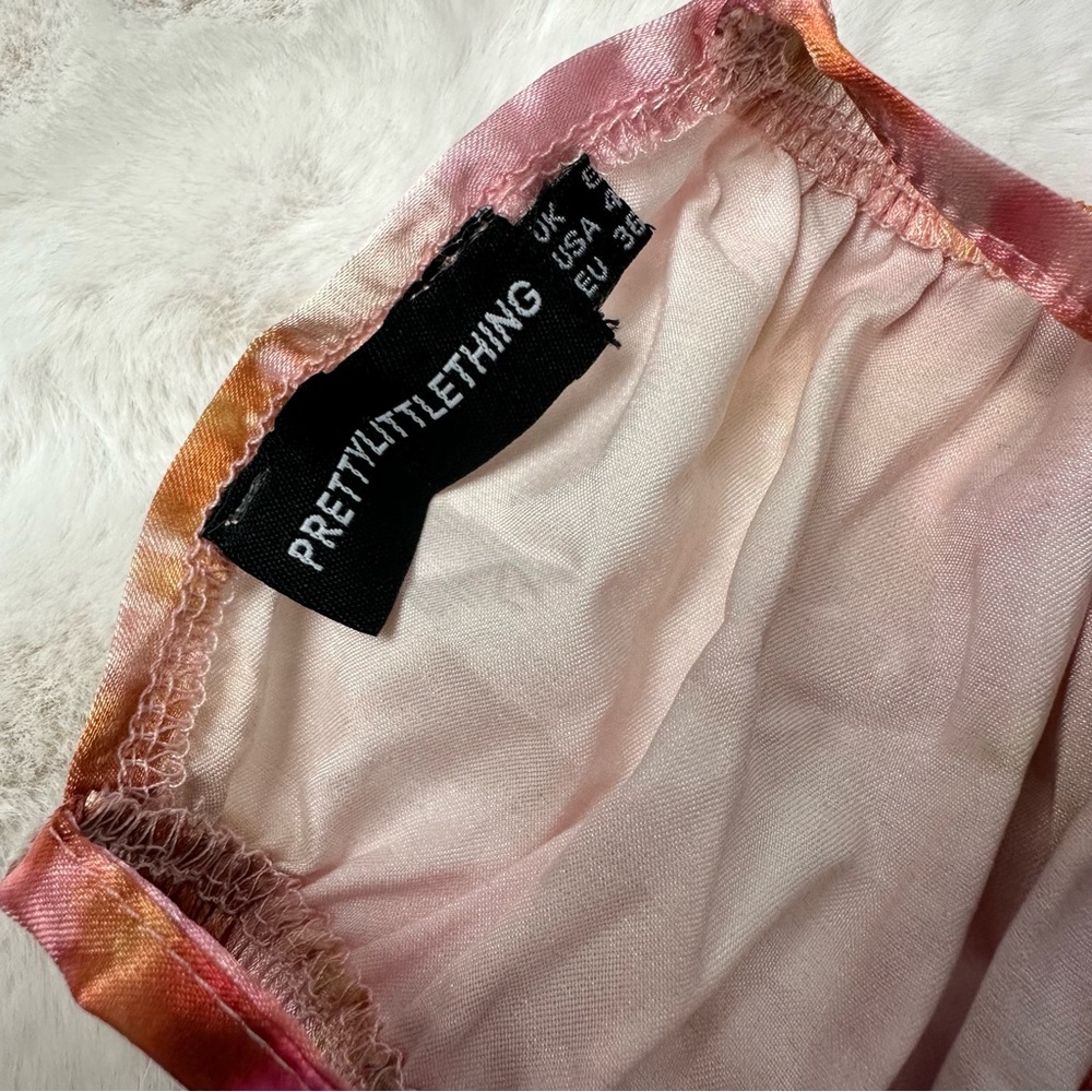 Pretty Little Things Shape Pink Tie Dye Satin Top - Picture 8 of 11